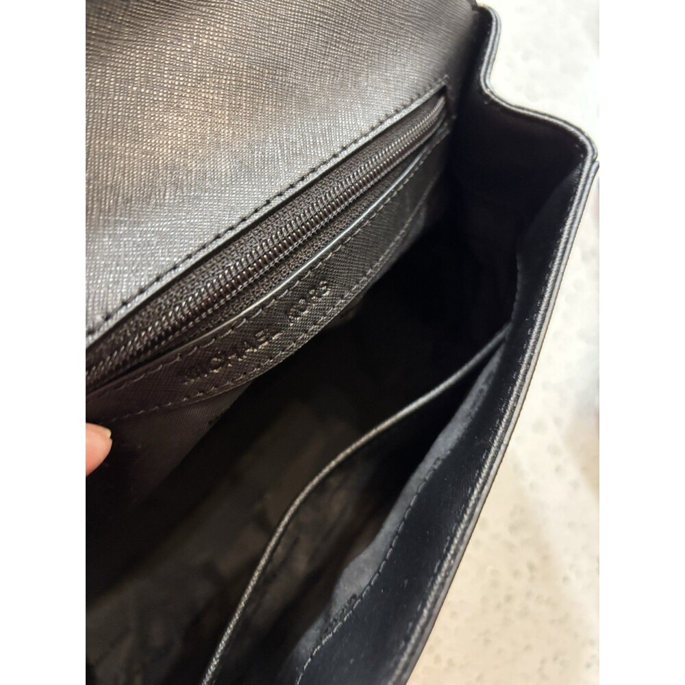 Michael Kors Ava Small Satchel Jewel Saffiano Black Leather Preowned - Picture 6 of 11